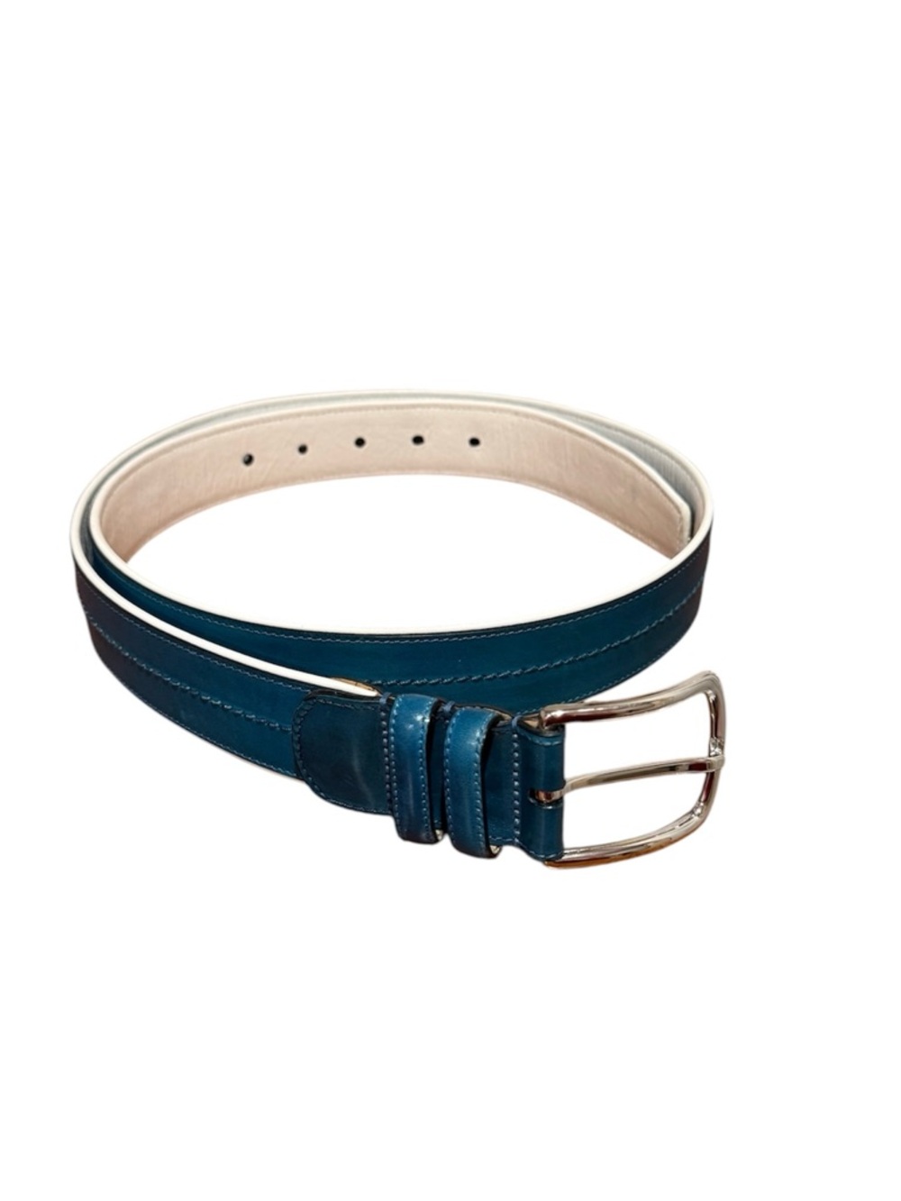 Mezlan Leather Teal White Nautical Belt Size 40